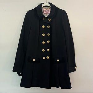 Juicy couture black wool jacket double breasted pea coat sz m